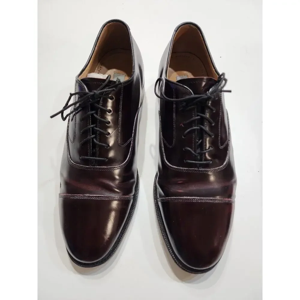 Johnston & Murphy Mens Melton Oxford Dress Shoes Burgundy Leather Cap Toe 8.5D